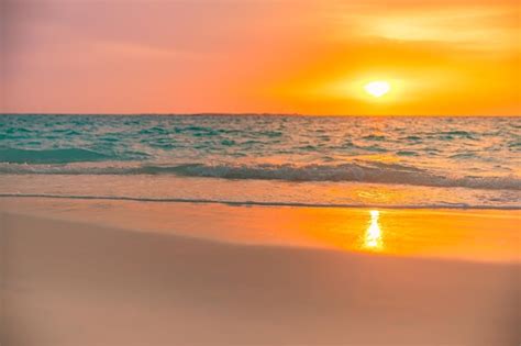 Premium Photo Beautiful Landscape With Sea Sunset On Beach Calm