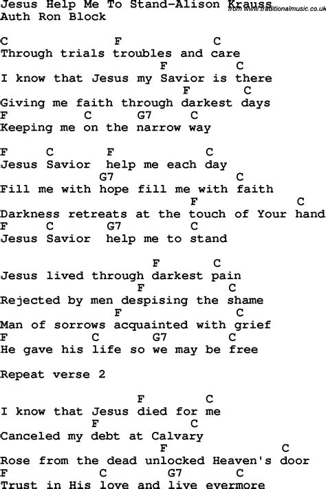 Country Southern And Bluegrass Gospel Song Jesus Help Me To Stand