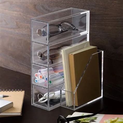 Clear Acrylic Desk Organizer With 4 Drawers And Caddy Buy Clear Acrylic