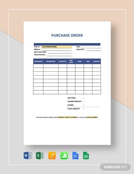 10 Best Purchase Order Templates Sample Example Format Free