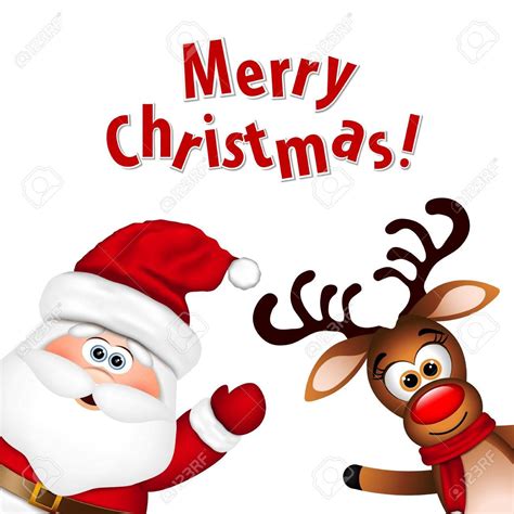 Funny Santa And Reindeer On A White Background Royalty Free Cliparts Vectors And Stock