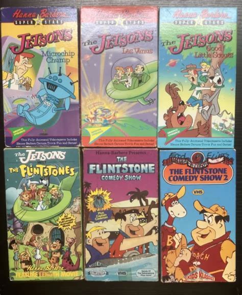 LOT OF 6 Animated Cartoon VHS Tapes Flintstones Jetsons Hanna