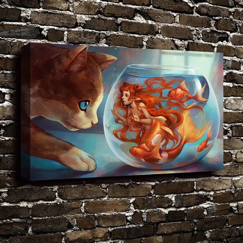 Printed Painting The Trapped Mermaid Oil Hd Art Print On Canvas Home