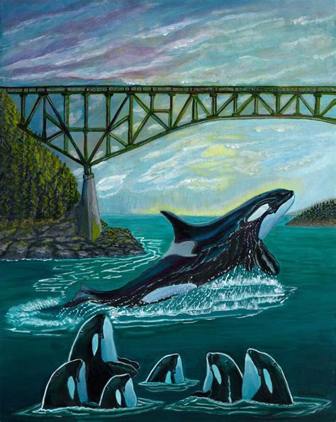 Orca Giclee Print Killer Whale Art Southern Resident Tokitae Etsy