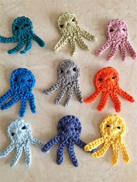 Crochet Octopus Applique Tığ Işleri Hayvan Kanaviçe