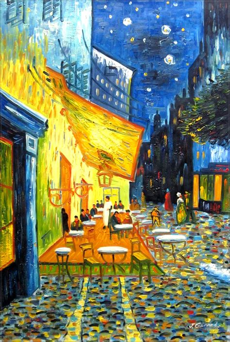 Framed Van Gogh Cafe Terrace At Night Repro Quality Oil Painting