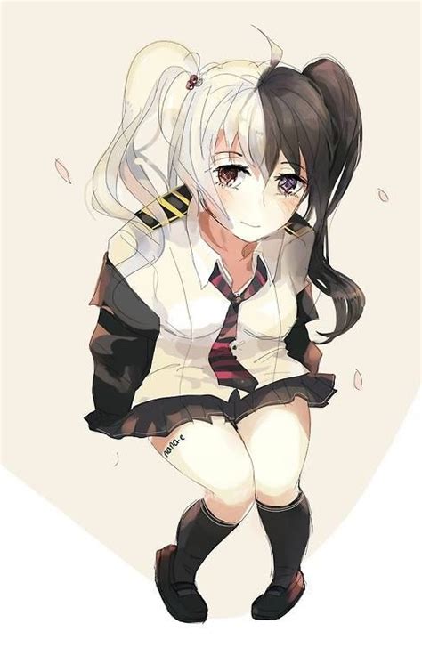 Cool Anime Girl With Half Black And White Hair Seleran