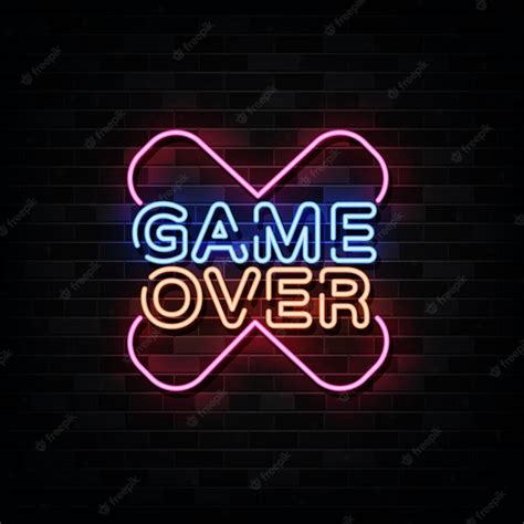 Premium Vector Game Over Neon Sign Gaming Design Template