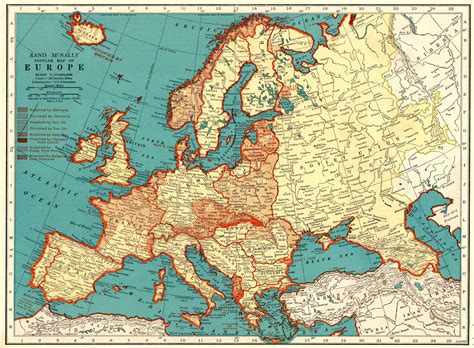 Antique Wartime Europe Map Vintage Map Of Central Europe Gift For Historian Anniversary