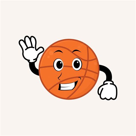 Premium Vector Cute Basketball Cartoon Mascot Character Smiling