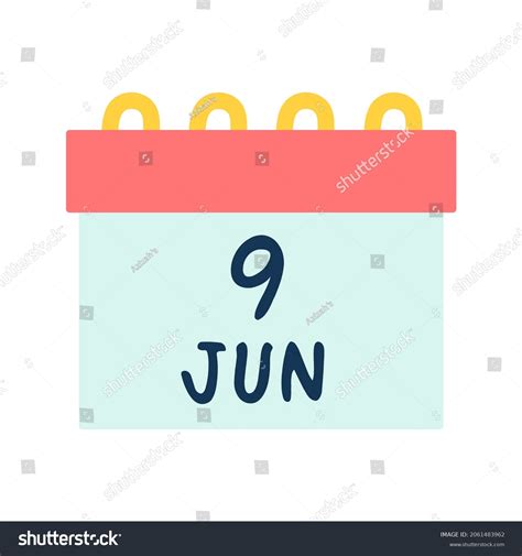 Calendar June 9 Illustration Isolated On Stock Vector Royalty Free