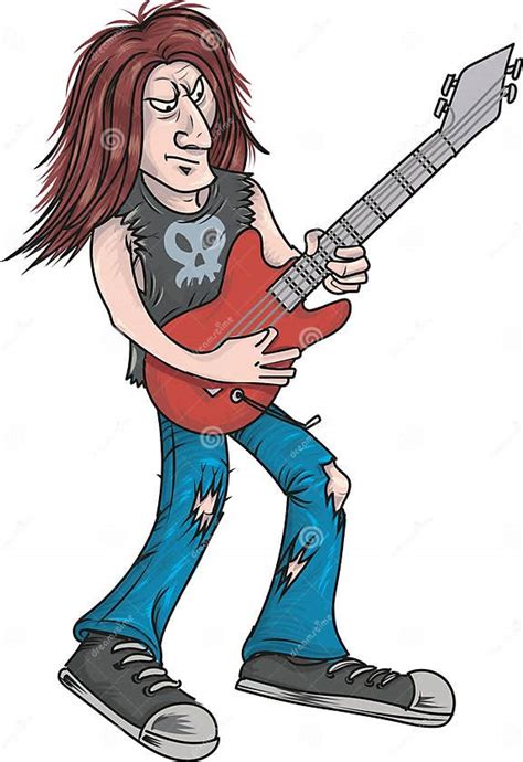 Rock Star Playing Guitar Heavy Metal Cartoon Stock Vector