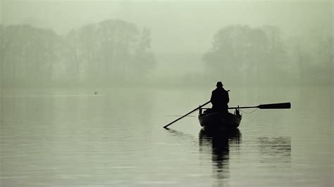 Wallpaper Boat Lake Water Reflection Morning Mist Paddle Fog