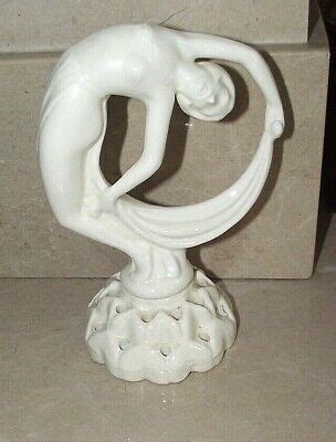 ORIGINAL ART DECO 1930s Nude Lady Flower Frog White Porcelain Dancer