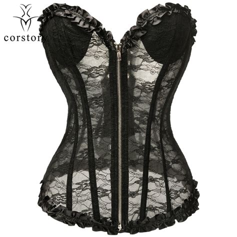 corstory women pure black sexy push up lingerie lightweight soft slimming bustier corselet