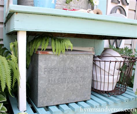 Red White And Aqua Blue Potting Bench