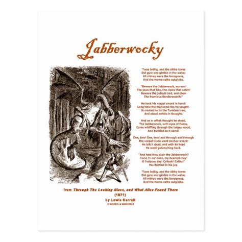 Jabberwocky Poem By Lewis Carroll Black Adder Postcard Zazzle