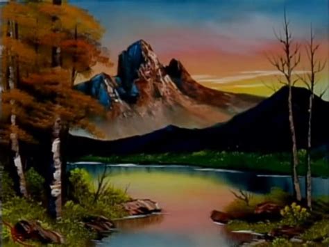 Original Art Of Bob Ross Mountain At Sunset Painting Bob Ross