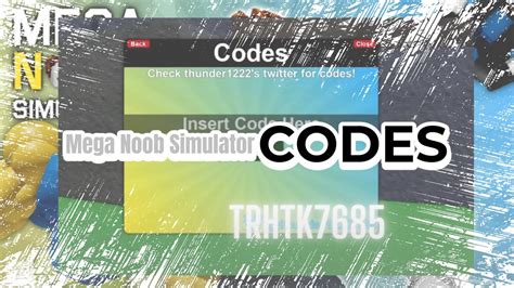 Roblox Mega Noob Simulator Codes Youtube