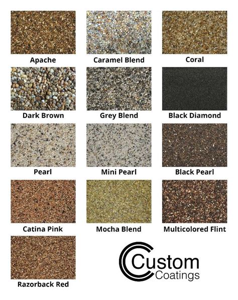 Custom Coatings Concrete Floor Finishes—pebble Stone Epoxy Color Chart
