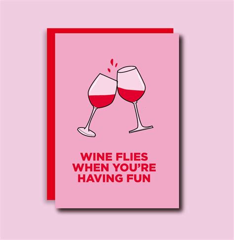 Wine Flies When Youre Having Fun Card Funny Greeting Etsy