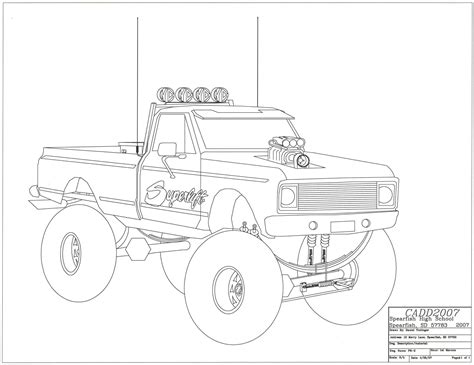 Truck Lifted Drawing Drawings Paintingvalley Sketch Coloring Page