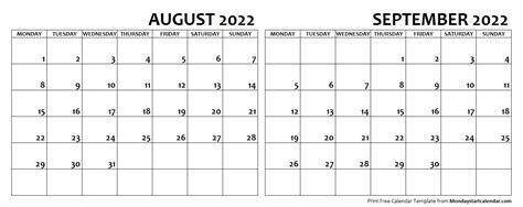 Calendar For Aug And Sept 2022 September Calendar 2022