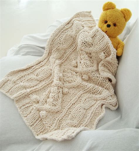 Organic Cotton Chunky Cable Knit Baby Blanket