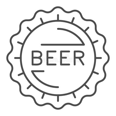 Beer Bottle Cap Thin Line Icon Craft Beer Concept Bar Stamp Sign On