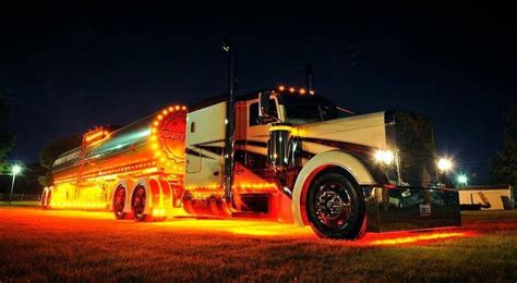 Custom Peterbilt Tanker At Night Trucks And Horses Trailers