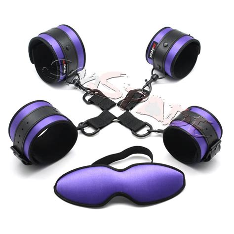 Nice Purple Satin Hog Tied Restraint Kit With Handcuffs Ankle Cuffs