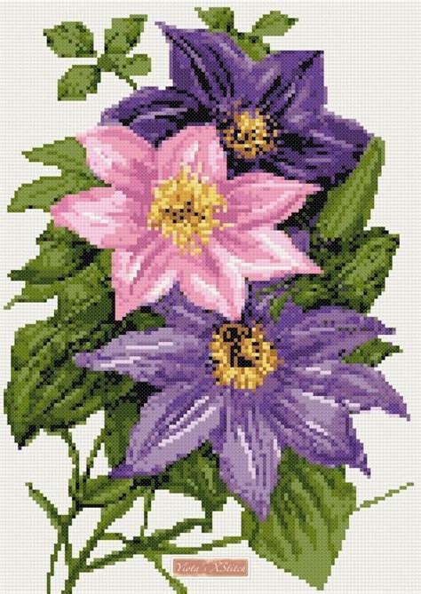 What does each flower symbolize? Clematis (v2) counted cross stitch kit | Counted cross ...