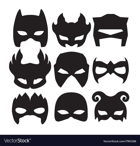 Super Hero Masks For Face Character In Black Vector Image