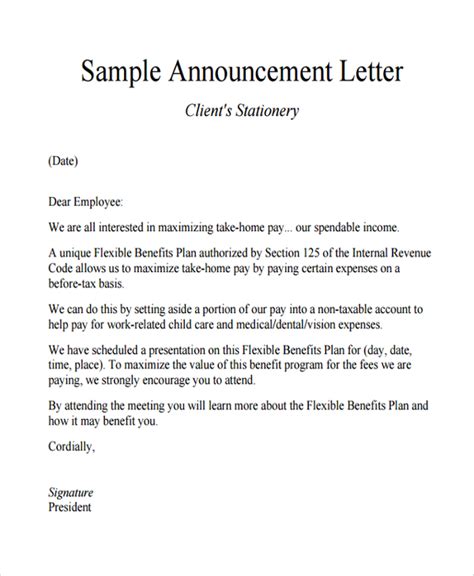 Sample Announcement Letter Template 9 Free Documents Download In Pdf