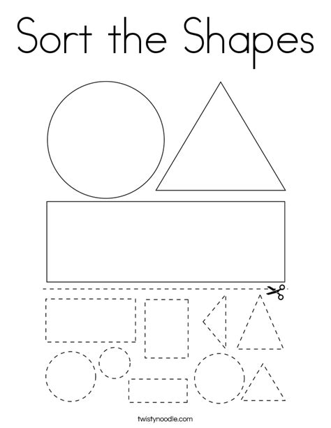Sort The Shapes Coloring Page Twisty Noodle