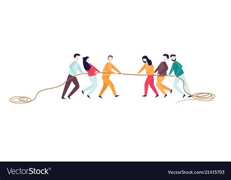 Excited Man Woman Pull Rope Tug Of War Royalty Free Vector