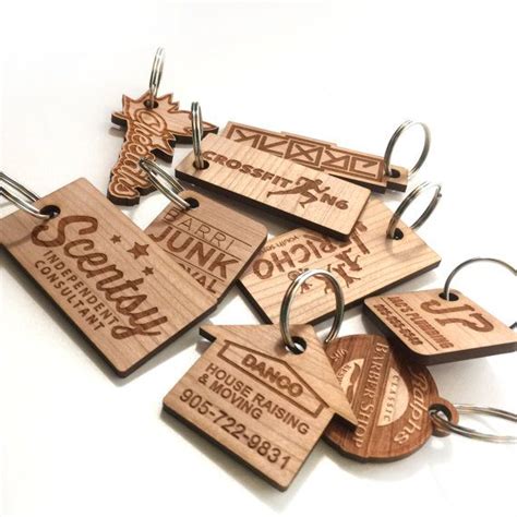Custom Wood Keychains Wooden Rectangle Key Ring Handmade Label Small