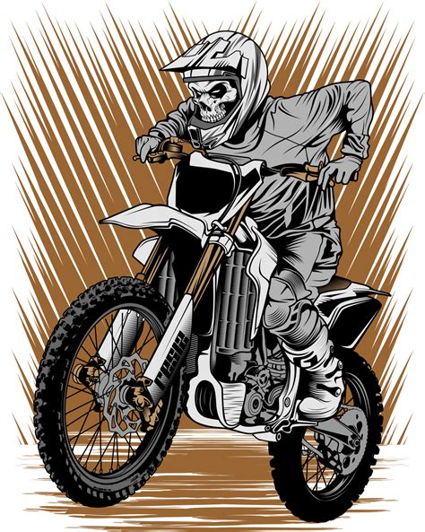 Motocross Vector Print Мотокросс Рисунки черепа Мотоцикл