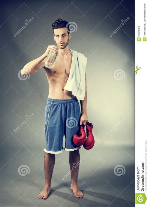 Boxer With Bottle Of Water Stock Image Image Of Running 25923509