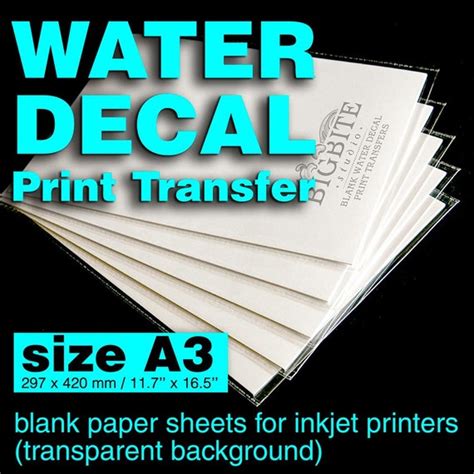A3 Clear Water Slide Decal Paper Inkjet Waterslide Transfer Etsy