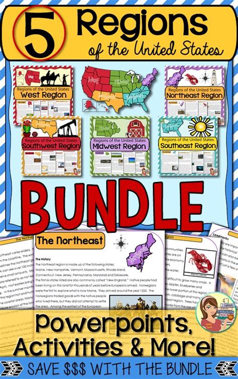 5 Regions Of The United States Bundle Print And Digital Social