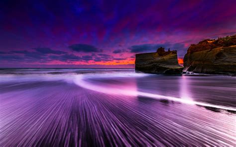 Download Purple Beach Sunset Wallpaper For Desktop Mobile
