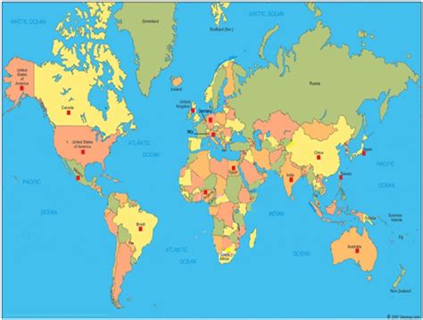 Simple Map Of The World Showing Countries