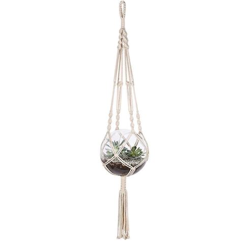 Macrame Plant Hanger Indoor Hanging Planter Basket With Wood Beads