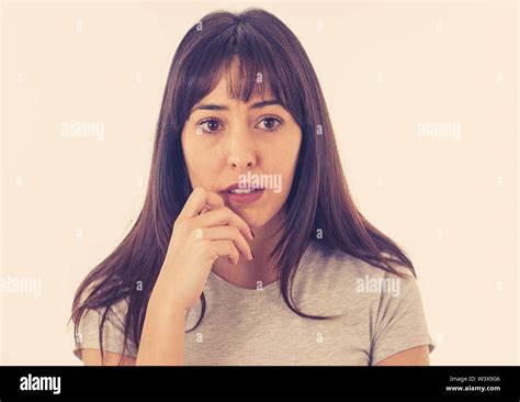 Close Up Of A Young Sad Woman Serious And Concerned Looking Worried And Thoughtful Feeling