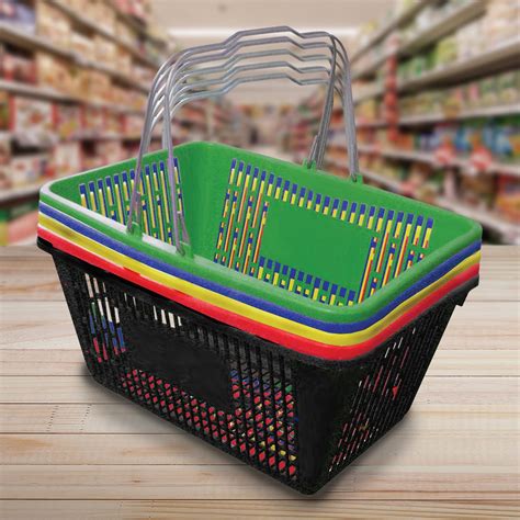 Multi Color Plastic Shopping Baskets 12 Pack