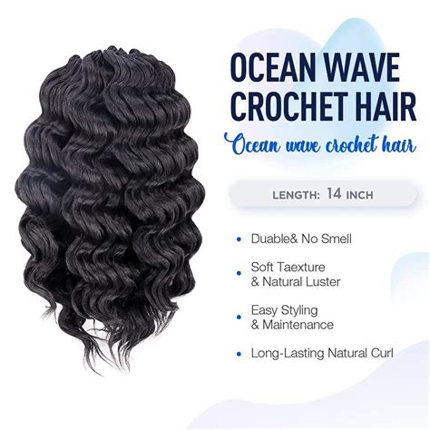 Toyotree Ocean Wave Crochet Hair 14 Inch 8 Packs Natural Black