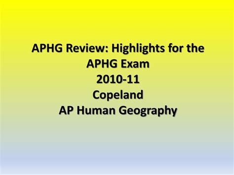 Ppt Aphg Review Highlights For The Aphg Exam 2010 11 Copeland Ap