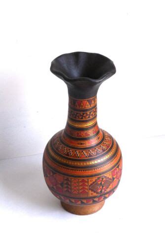 HAND PAINTED Cuzco CERAMIC Pisac Peru Mythology Table Vase EBay