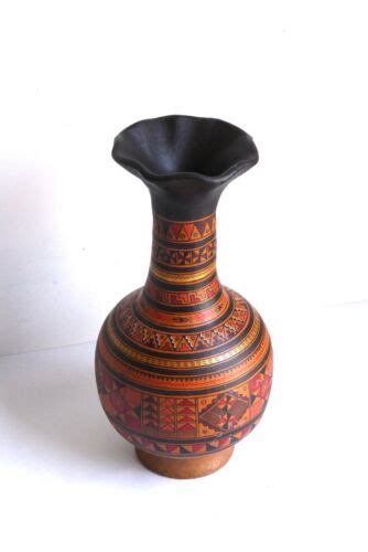 Hand Painted Cuzco Ceramic Pisac Peru Mythology Table Vase Ebay